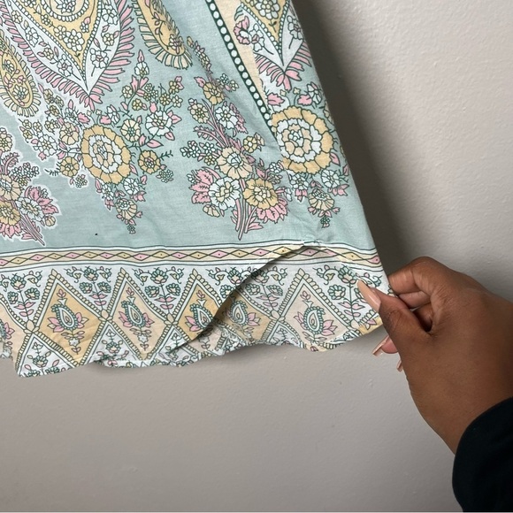 Soft‎ Surroundings Women Tunic Top Large Green Tan Popover Henley Dress Brunch - Picture 10 of 12